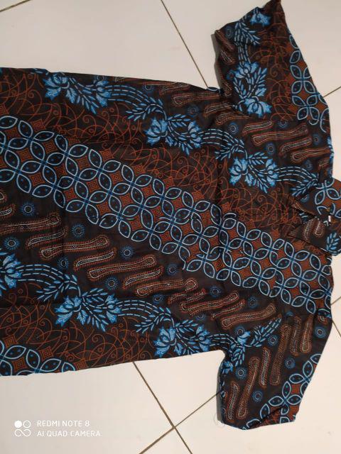 Kemeja Batik Pria Lengan Pendek Kenongo Padi Batik Bswart Zahira