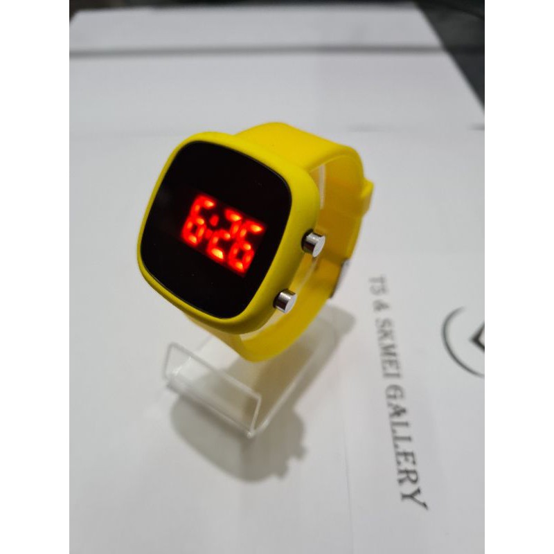 Jam Led watch oval free gift box-Yellow ov