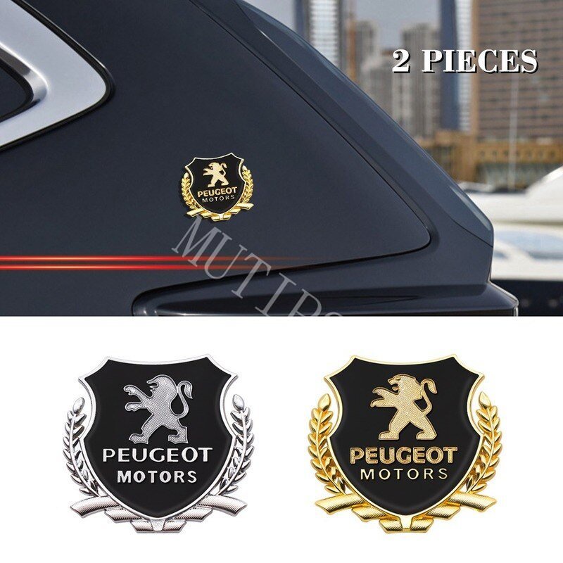 2pcs Stiker Emblem Logo Peugeot 3D Bahan Metal Untuk Dekorasi Mobil 2008 3008 508 408 206 208 207 307 308 5008 406