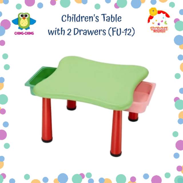 Ching-ching Children's Table with 2 Drawers (FU-12) Meja Belajar Anak
