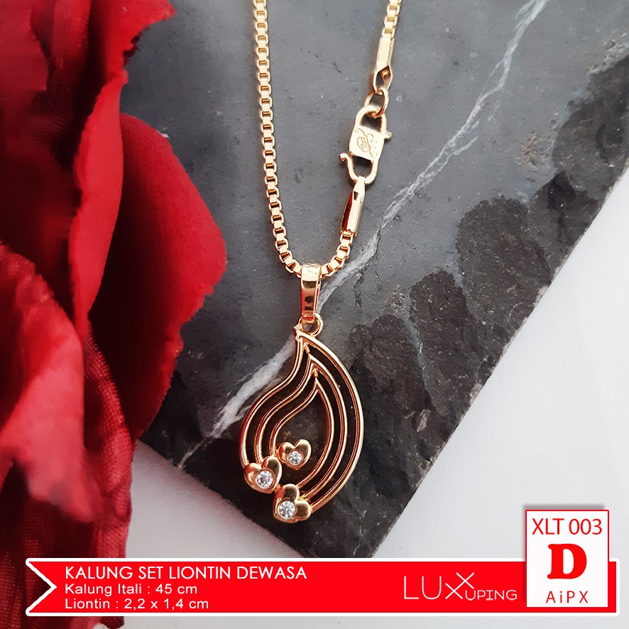 XLT 003 Kalung Xuping 45 cm Set Liontin Merak Aksesoris Wanita Lapis Emas Yaxiya Luxx Xuping