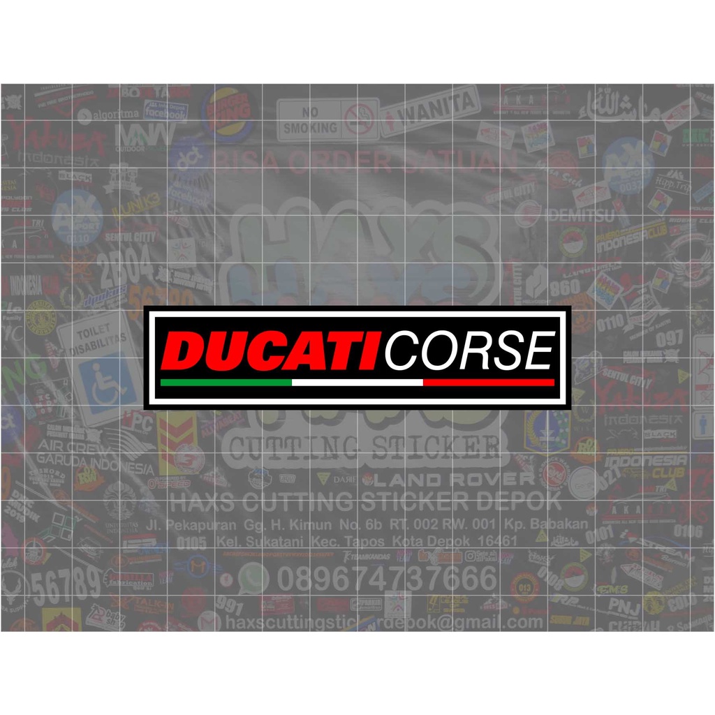 Cutting Sticker Ducati Corse Persegi Panjang Ukuran 9 Cm