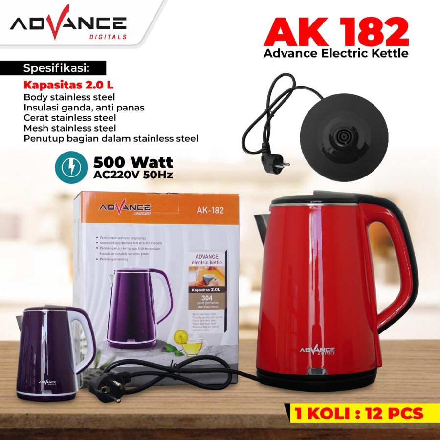 Advance Electrik Kettle Teko Listrik AK-182 (2 Liter)