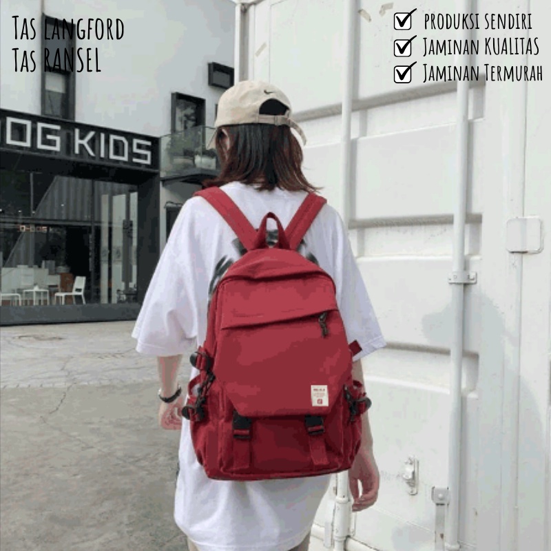 Tas Ransel Pria - Tas Sekolah Kuliah Kerja Traveling Model Baru Korea Kekinian Terbaru Murah Bagus Fashion Multifungsi Stylish Backpack Simple Casual Elegan Unisex Cowok