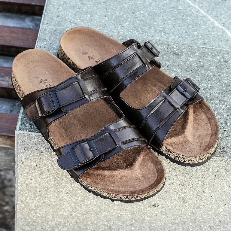 GABRIEL BROWN |FORIND x Zensa| Sendal Jepit Tali Kulit Simpel Kayu Pria/Cowok/Men - Sandal Footwear