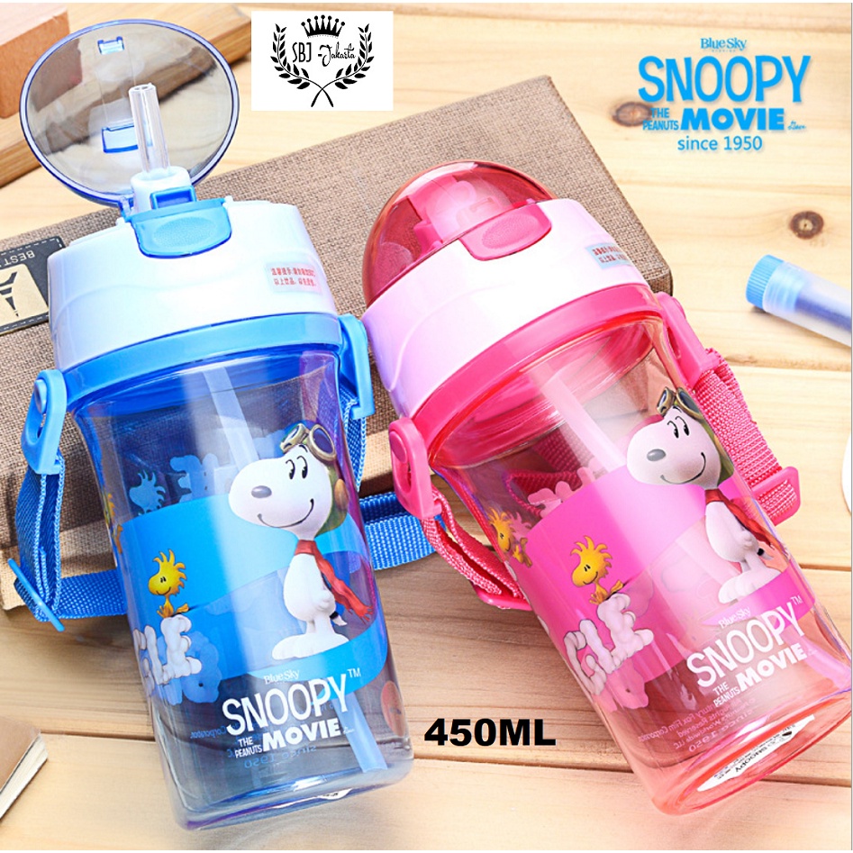 BOTOL MINUM PLASTIK ANAK BPA FREE 450 ML SNOOPY THE MOVIE ORIGINAL