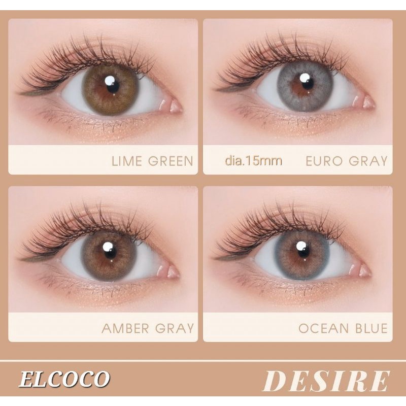 Softlens Elcoco Desire Euro Amber Ocean Lime Normal Minus s.d -10.00 Soflen Minus Coklat Abu Grey