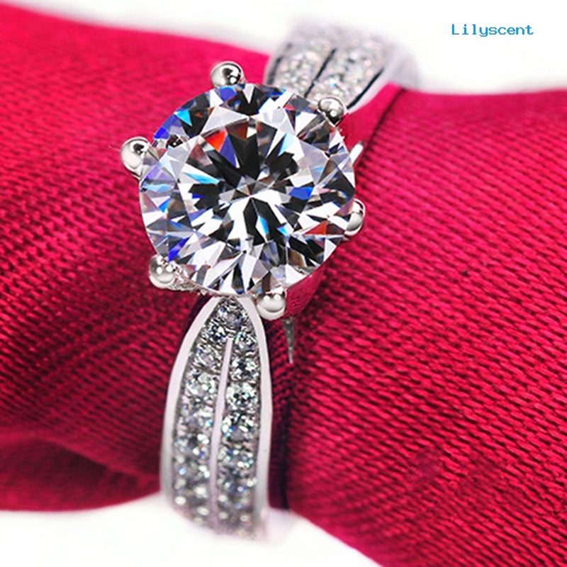 Ls Cincin Alloy Lapis Silver Hias Zircon Mewah Untuk Wanita