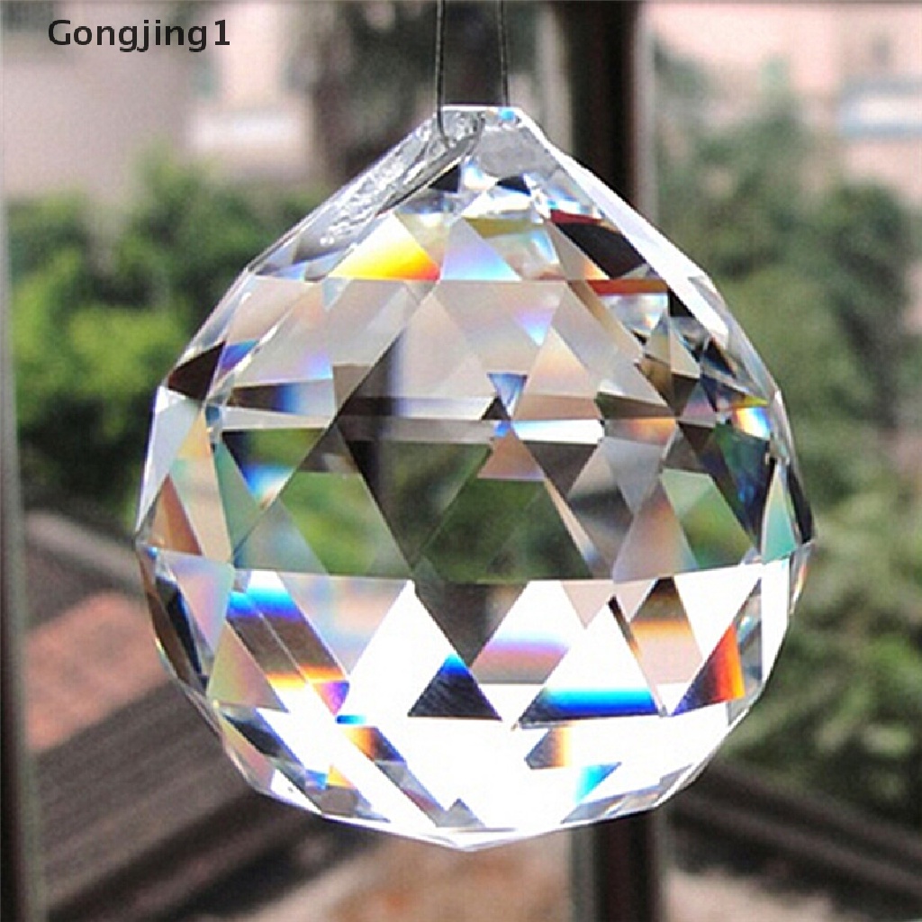 Gongjing1 Lampu Gantung Bentuk Bola Prisma Kristal Bening 20mm Untuk Dekorasi Tirai Pernikahan