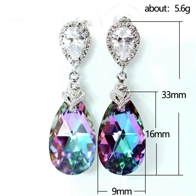 Fancyqube Anting Cubic Zirconia Ungu Unik Simple Dan Elegan Untuk Wanita