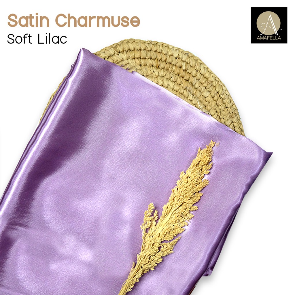 1/2 meter Kain Satin Charmuse / Satin Silk Premium Warna Soft Lilac