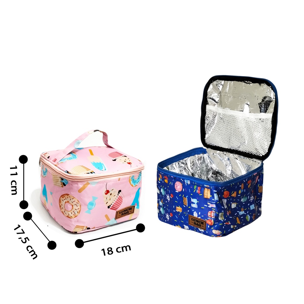 Cooler bag tas bekal makanan tas pendingin asi waterproof lunch bag motif lucu lunchbag anak tas Insulin inner aluminium foil tas penyimpanan makanan coolerbag