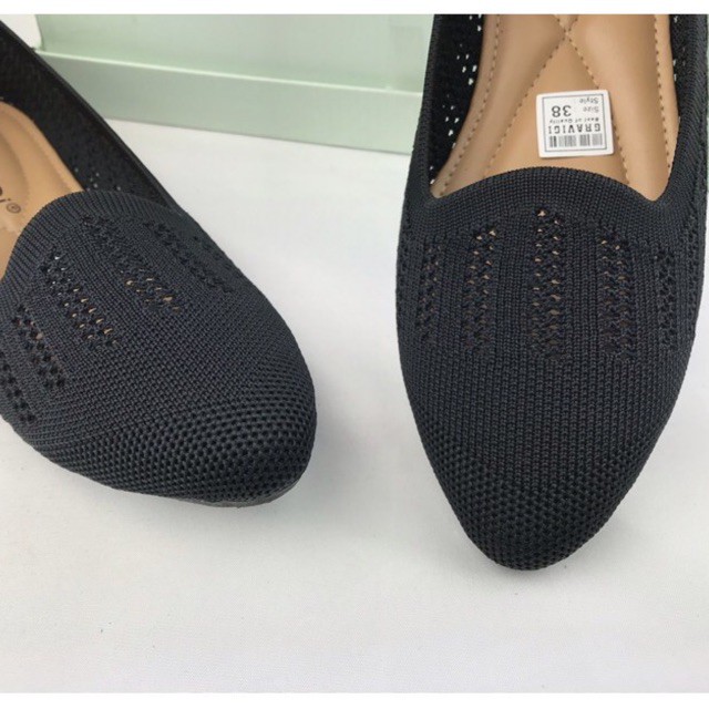 Sepatu Flat Wanita Slip On Bahan Rajut Import DO-11 GRAVICI