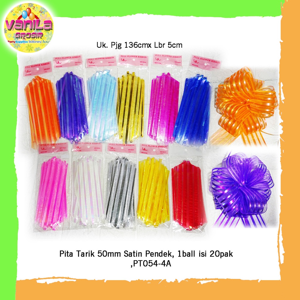 

(1Pcs) Pita tarik Satin Pendek 50mm, Pita tarik, Pita kado 50mm, Pita hias hantaran 50mm