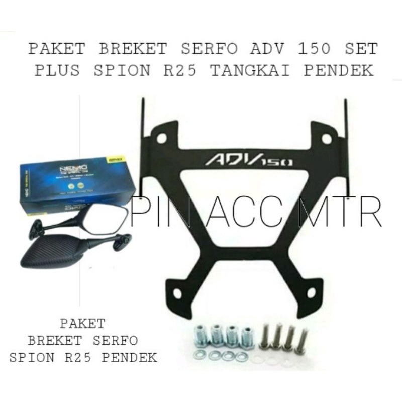 Paket Breket Spion Honda ADV 150 Spion R25 pendek Paket Spion Breket dan Baut Anti Jebol