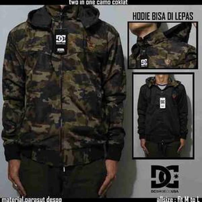 NEW MT JAKET LORENG ARMY BOLAK - BALIK DC (HIJAU COKELAT)