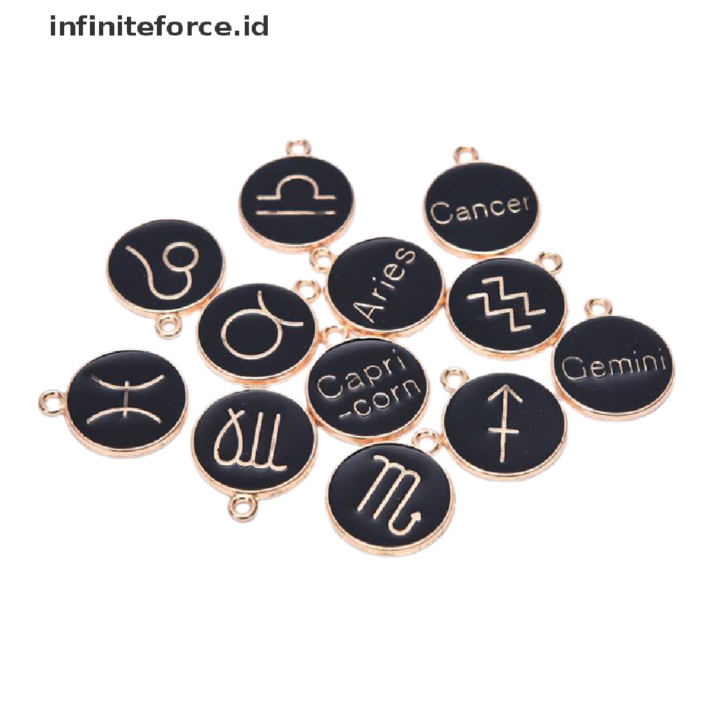 (Infiniteforce.Id) 12pcs / Set Liontin Enamel Motif Zodiak Untuk Perhiasan Wanita