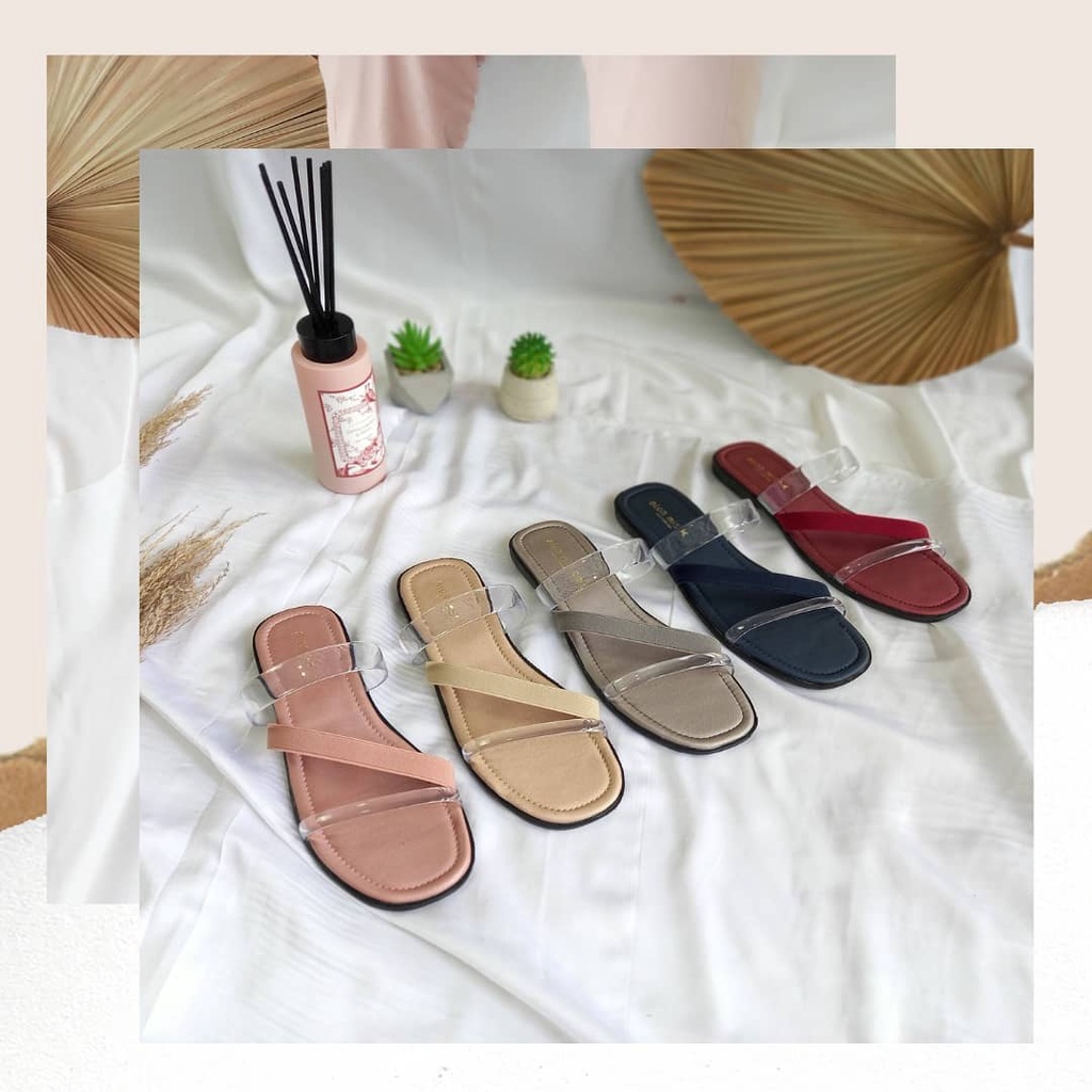 Super SALE !!! | Mariabelle sandals Tali Karet kombinasi Jelly transparan Flat Sandal by aleamissu