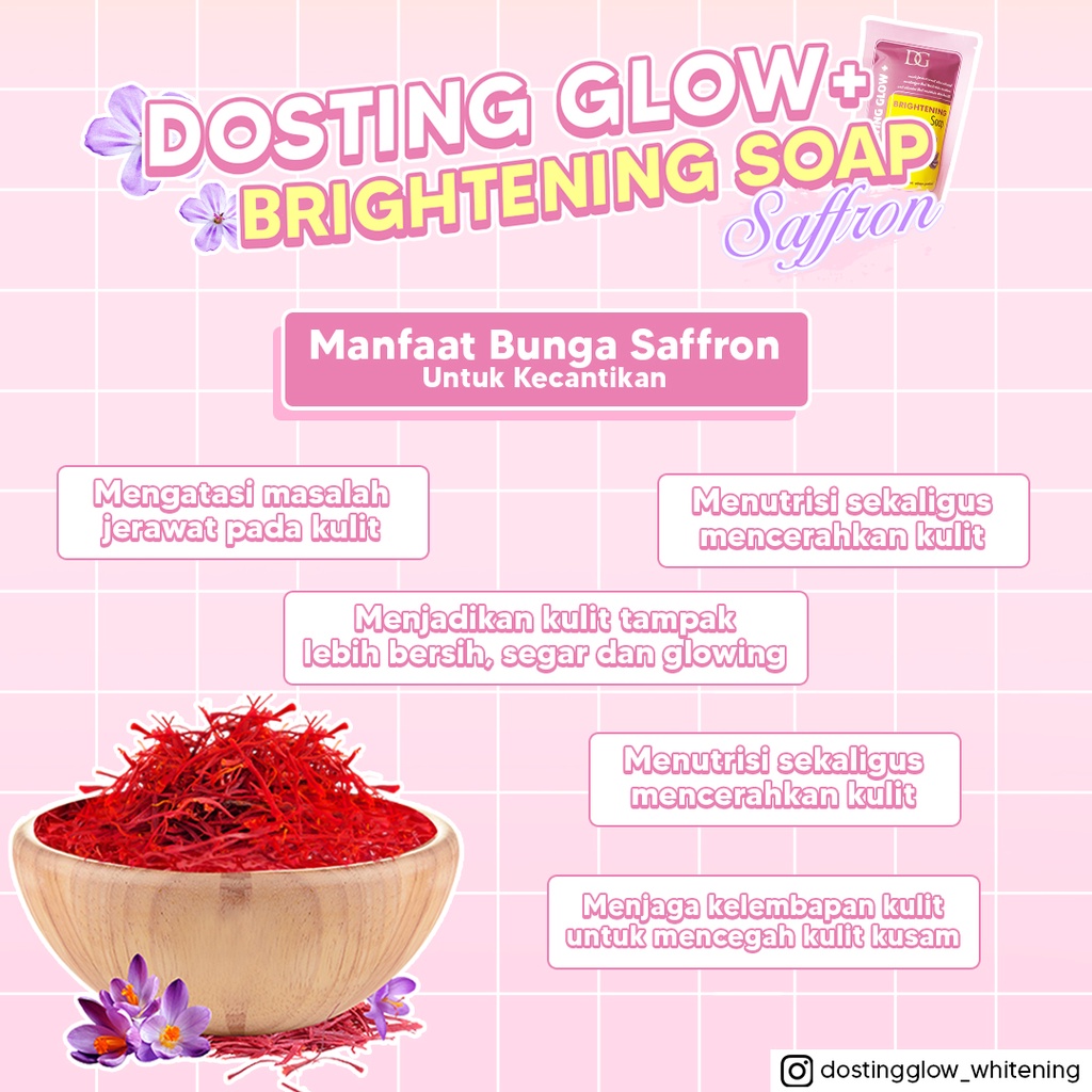 ❤ RATU ❤ Dosting Glow Brightening Soap Saffron 70g | Sabun Whitening Perawatan Kulit Safron Dosting Glow | Sabun Tone Up Brightening