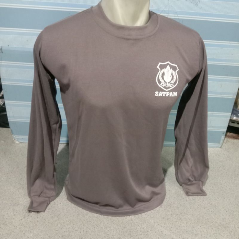 kaos satpam coklat lengan panjang oblong