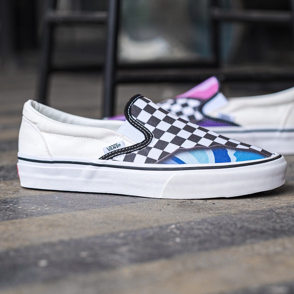 SLIP-ON COSTOME BURNT MULTICOLORED CHECKERED WHITE ORIGINAL 100%