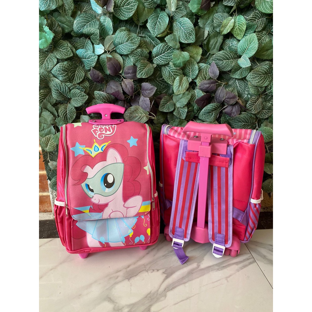 COD ~ 2in1 Troli + Ransel PREMIUM Import quality Tas Troley Sekolah Anak TK-SD Jepang kuda pony pinke pie Pie LOL Doraemon Minion Unicorn Tayo Ironman HeloKity3D Timbul