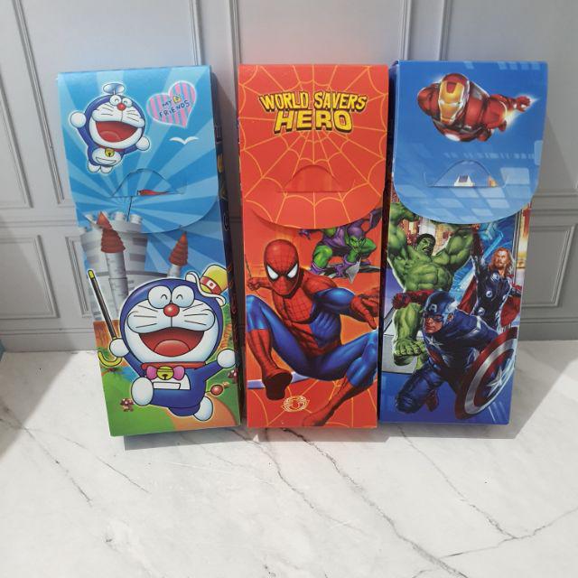 (12pc) kotak pensil rakit murah/tempat pensil buat sendiri/kotak pensil karakter rakit/pencil case-Mix Cowo