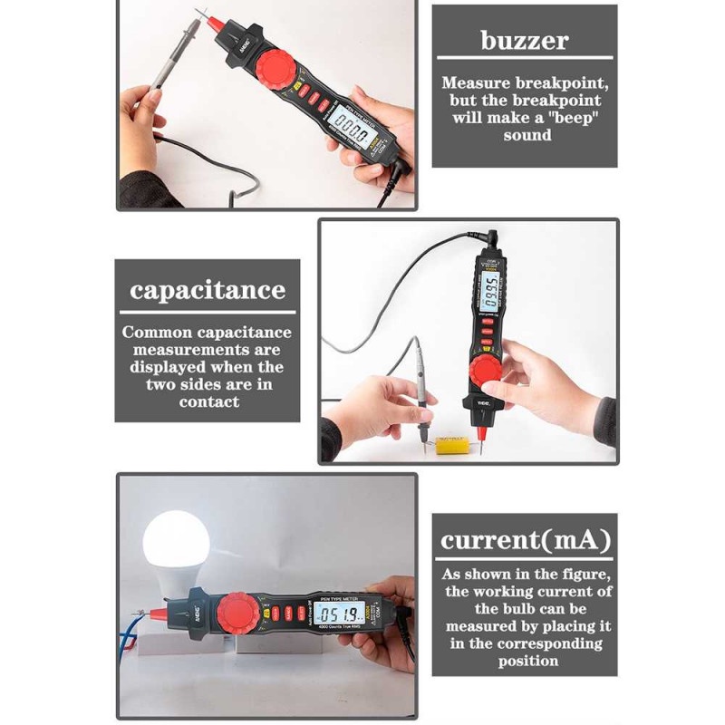 Tespen Digital Multimeter Voltage AC DC Tester Pen Multitester LCD