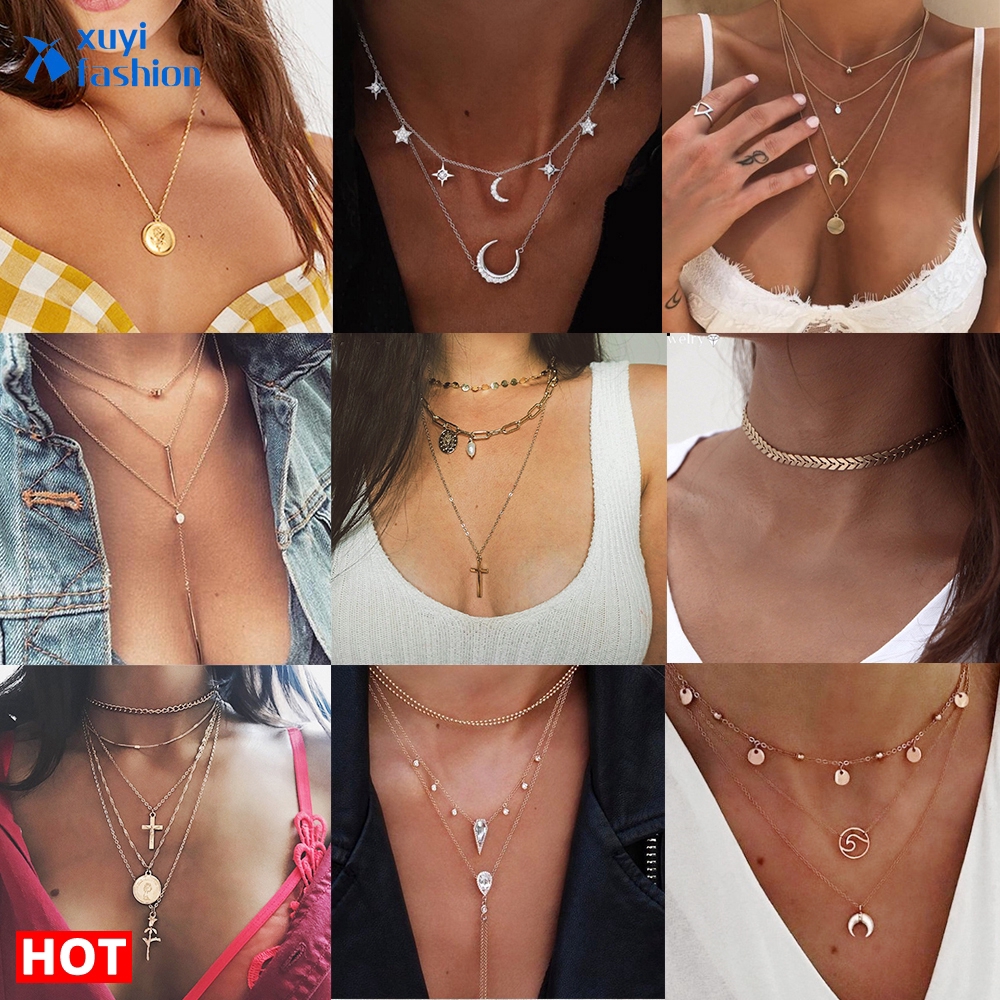 Kalung emas Sederhana Wanita bohemian Fashion Aksesoris