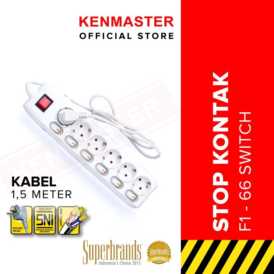 Kenmaster Stop Kontak + Switch F-66/ F-44 SNI