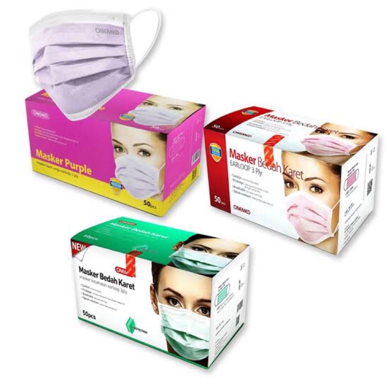 Jual ONEMED - Masker 3 Ply Earloop Medis / Surgical Mask Bedah Isi 50 ...