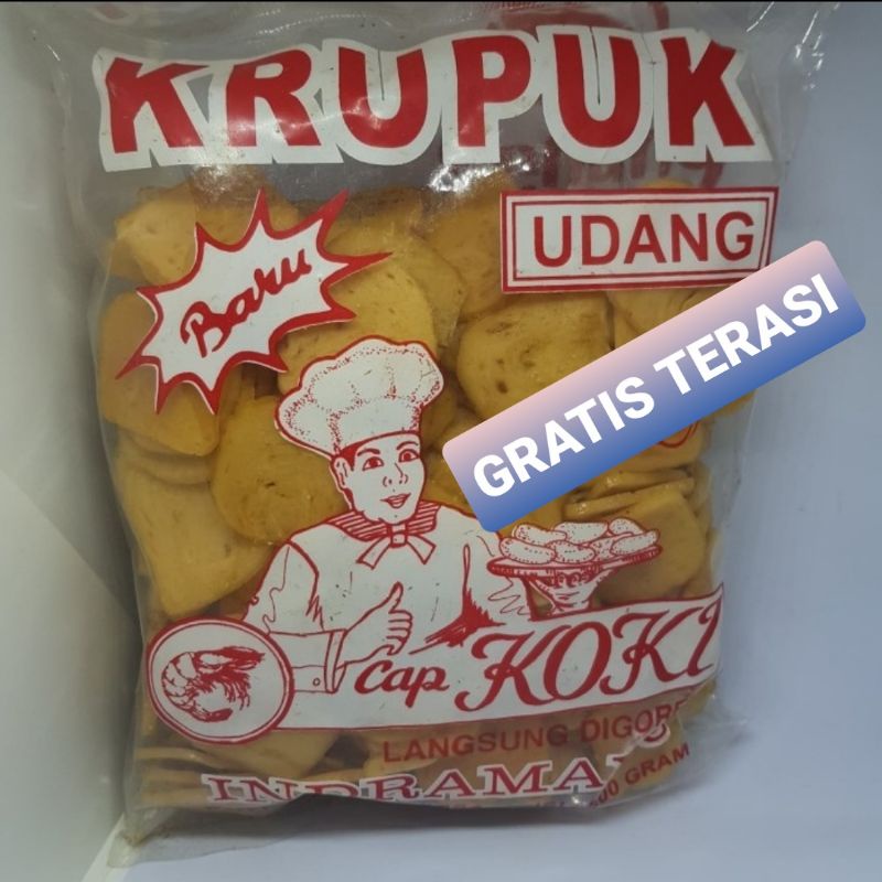 

KERUPUK UDANG SUPER CAP KOKI 500 GRAM GRATIS terasi Khas Cirebon