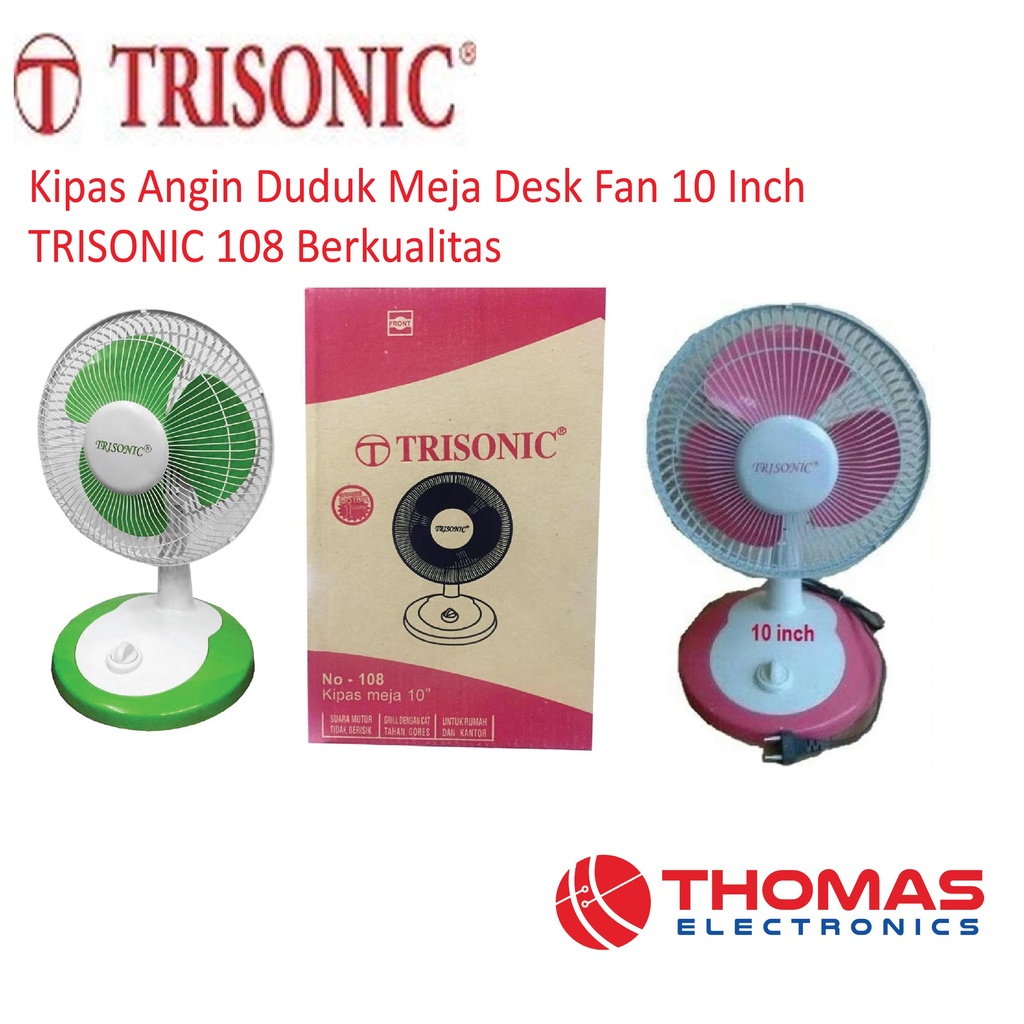Kipas Angin Duduk Meja Desk Fan 10 Inch TRISONIC 108 Berkualitas