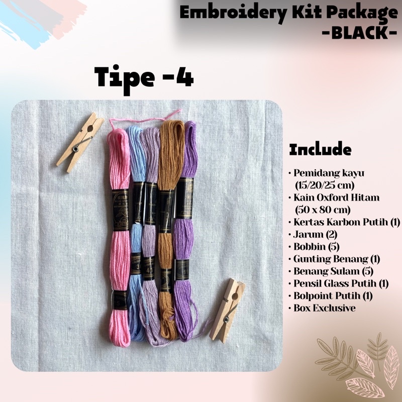 Embroidery Kit Package -Black- / Paket Sulam Benang / Sulam Tangan Termurah