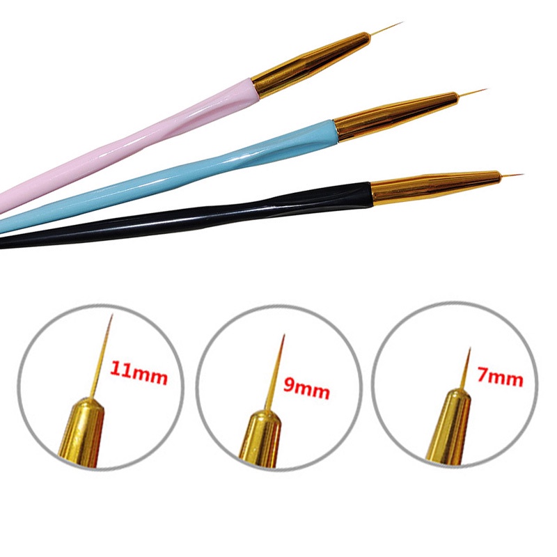 3pcs /Set Kuas Liner Nail Art Gambar Bunga Lukisan Pena UV Gel Brushes Tools Manicure