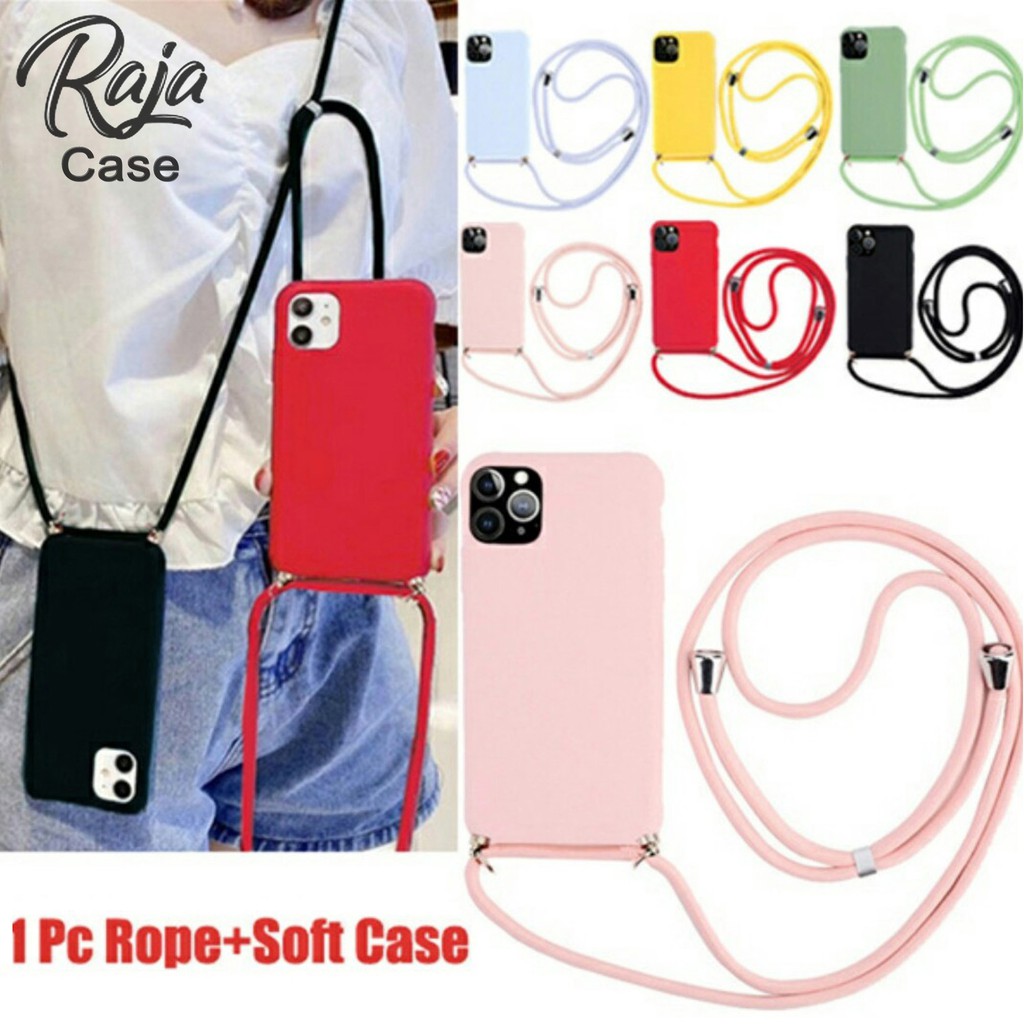 Softcase Color + Gantunga Rope For Oppo Vivo Realme Xiaomi Samsung Infinix Iphone A15 A15S RENO 5 4F