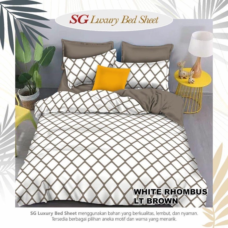 kain sprei meteran white rhombus sg luxury bed sheet