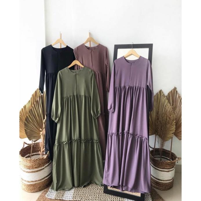 SARI DRESS /GAMIS DAILY POLOS REMAJA - ARMY