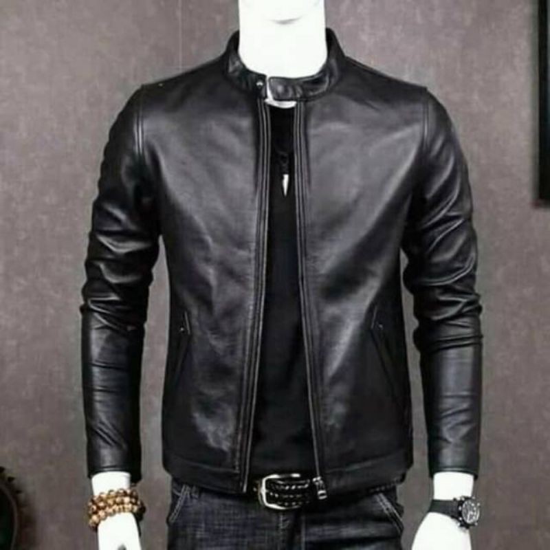Jaket Kulit Asli Pria 100% Original Polos,hitam,elegant