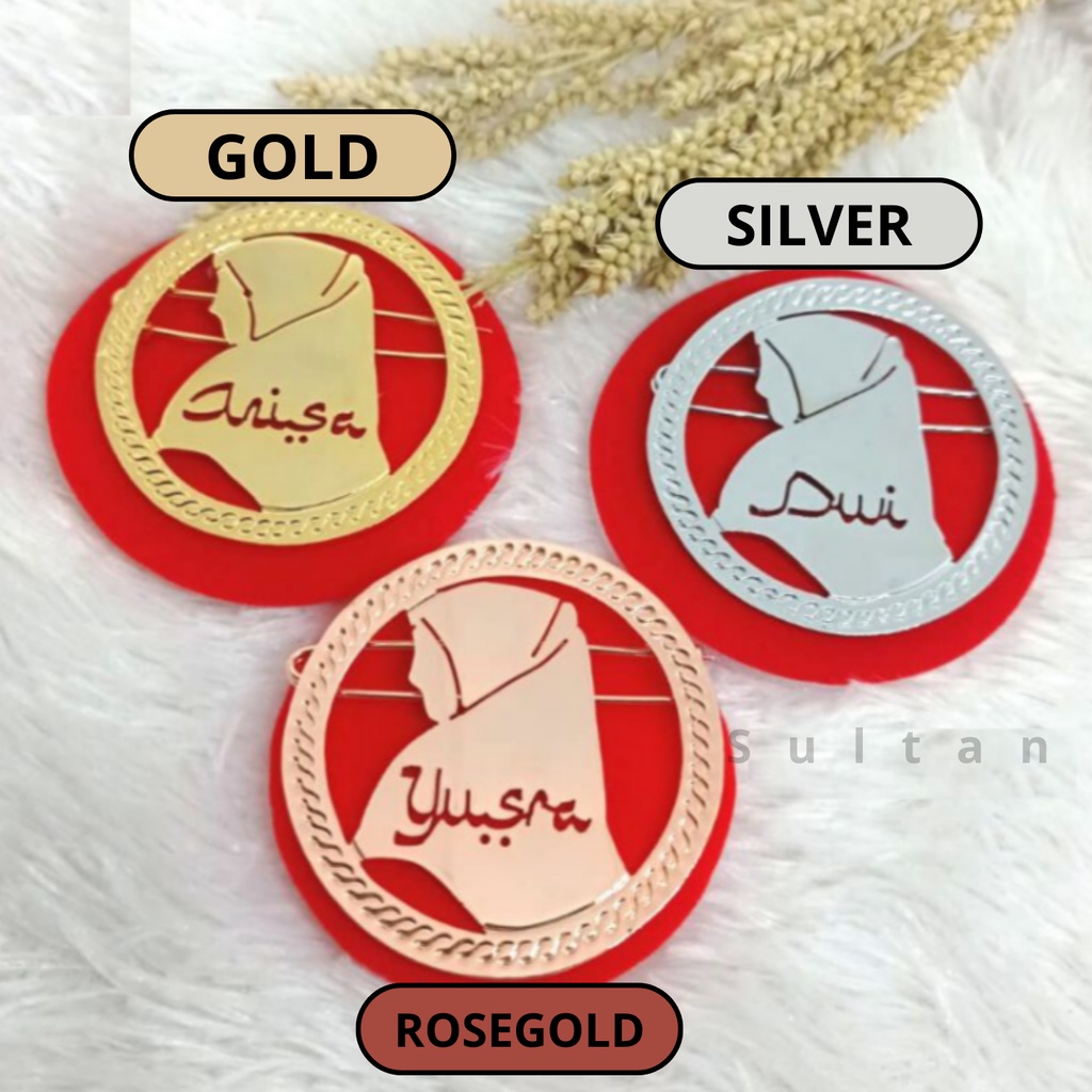 Bross Hijab Bross Nama Custom Lapis Emas