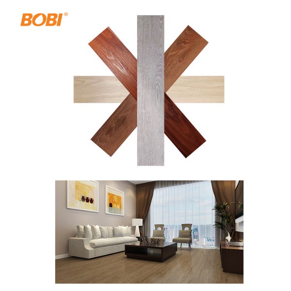 Wallpaper Sticker Vinyl Lantai Stiker Merk Bobi / Motif Kayu Ukuran 91.44cmX15.24cm / Bervariasi Warna