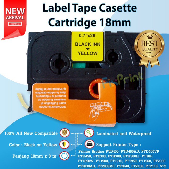 Label Tape TZE-651 TZE651 24mm x 8m Black On Yellow Printer Brother