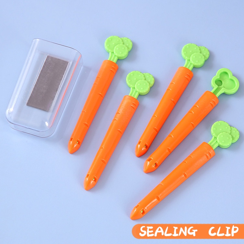 5pcs / Set Klip Segel Kemasan Makanan Bentuk Kartun Wortel