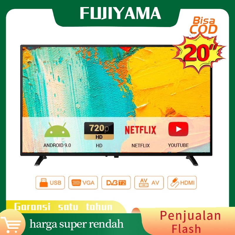 Terkini Smart TV 22/23/24/25/26/27/28/30 Inch TV LED Android TV 24 Inch Full HD 1080P TV Digtal Murah Televisi- Android 11.0/Netflix/YouTube/WiFi/HDMI/USB/Bluetooth/Google Assistan/Google Play