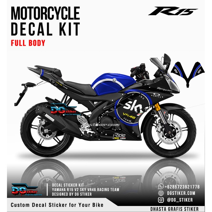 Decal Sticker R15 V2 Hitam Sky VR46 Racing Team DG Stiker