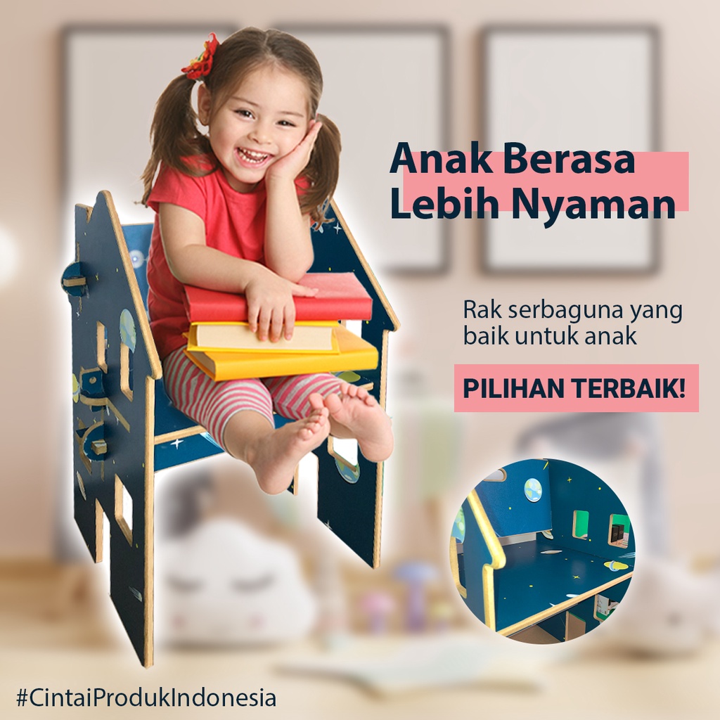 HomiHomi Kursi Serbaguna Anak Meja Tempat Mainan Anak -  LC006