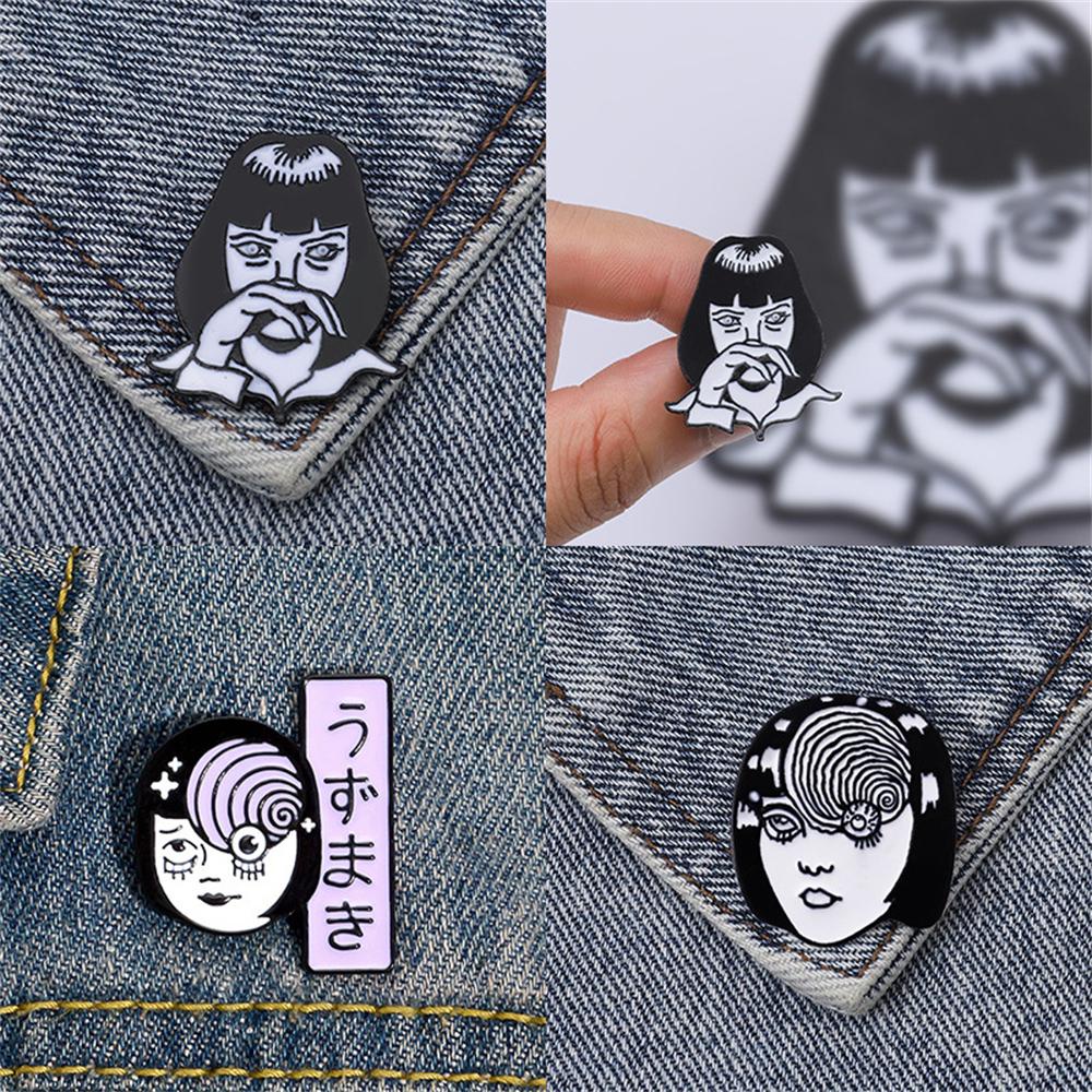 Lanfy Junji Ito Anime Pin Anime Jepang Gadis Hadiah Korsase Kawakami Tomie Horrific Picasso Style Pin Badge