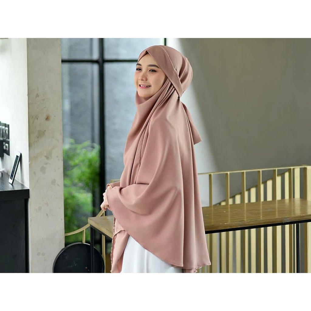 French Khimar Niqab Pinguin Tanpa Lengan yumna Syari Jumbo uk 100x120 Bahan Diamond Issabel Premium-5