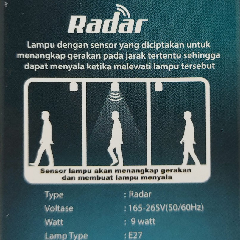 LUBY RADAR LAMPU LED 9 WATT CAHAYA PUTIH SENSOR GERAK OTOMATIS 9W