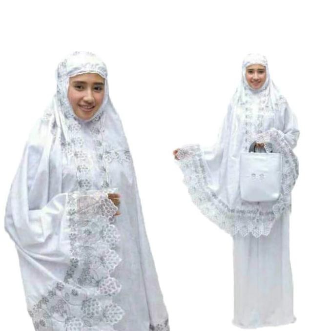 Micci Fashion Mukena Dewasa Nazwa Daun Katun Foil - Putih